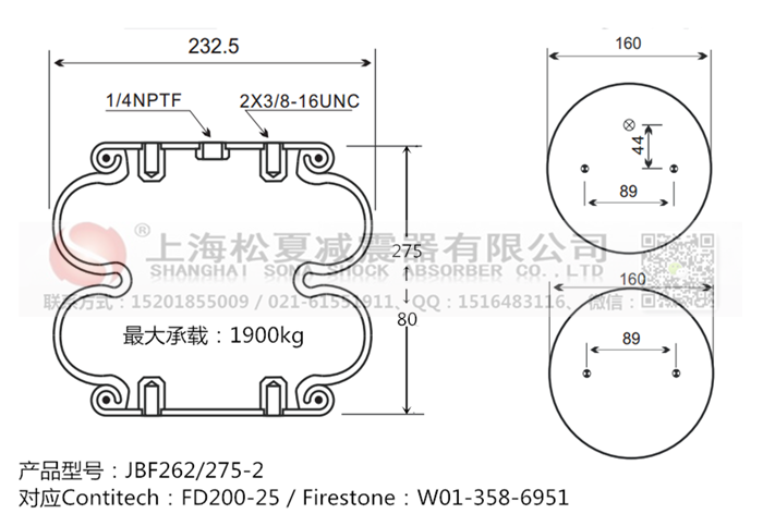 JBF262/275-2橡膠<a href='http://m.xhguangxue.com/' target='_blank'><u>空氣彈簧</u></a>