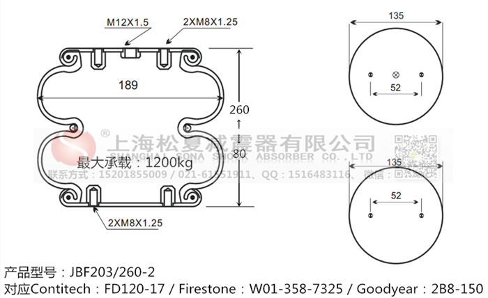 JBF203/260-2橡膠<a href='http://m.xhguangxue.com/' target='_blank'><u>空氣彈簧</u></a>